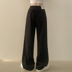 ピンタックバンディングワイドロングスラックスパンツ BLACK