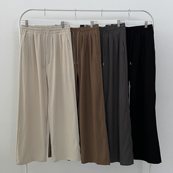 ピンタックバンディングワイドロングスラックスパンツ