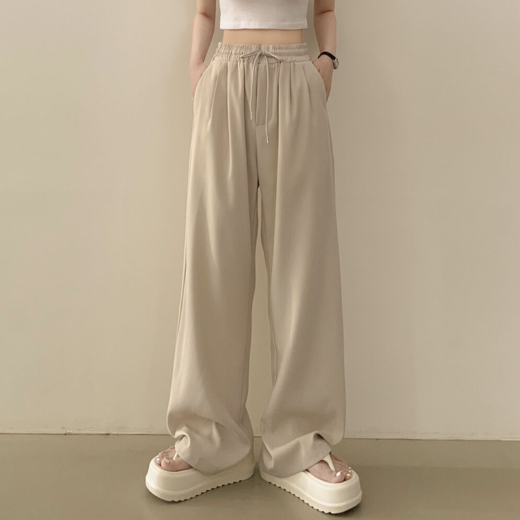 ピンタックバンディングワイドロングスラックスパンツ CREAM