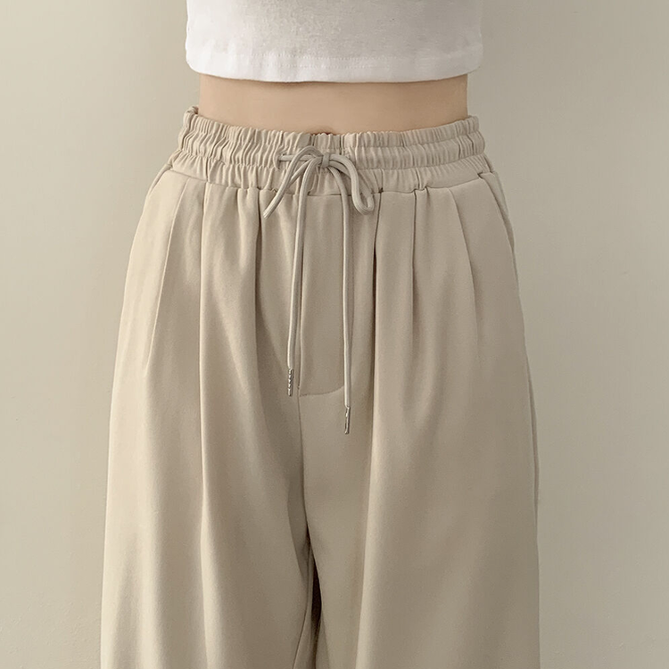 ピンタックバンディングワイドロングスラックスパンツ CREAM