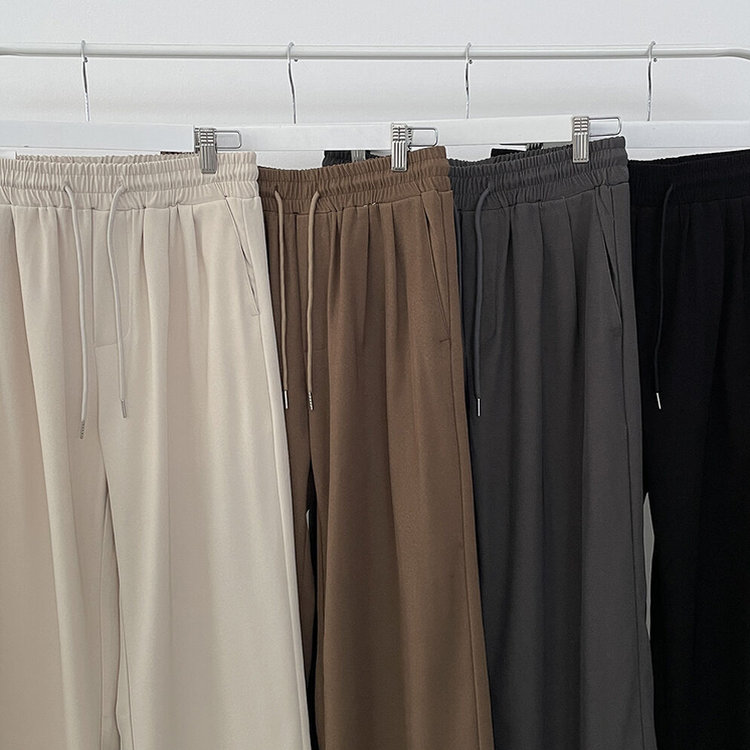 ピンタックバンディングワイドロングスラックスパンツ