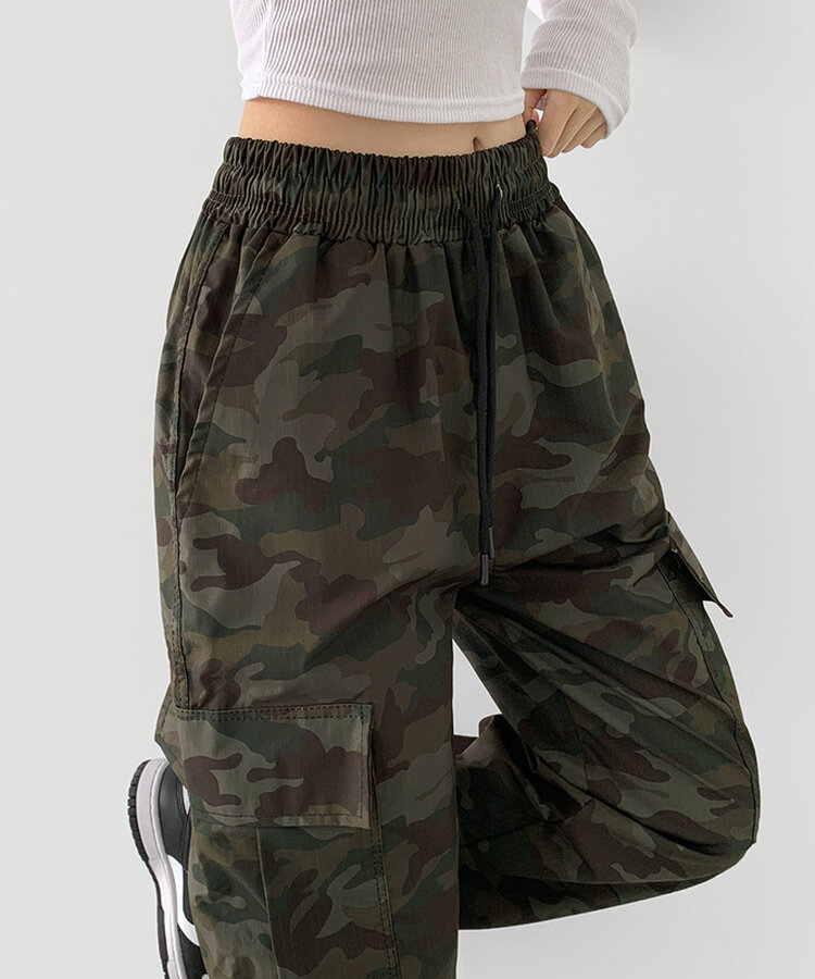 2Wayカモフラージュミリタリージョガーワイドパンツ KHAKI