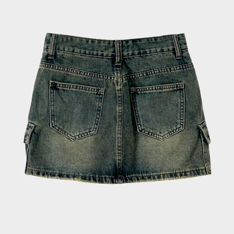 브라운 필터낀 듯한 색감 빈티지 카고 미니멀 데님 스커트 3color