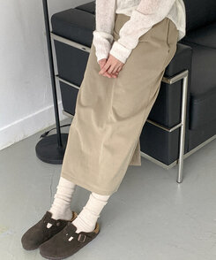 ミディ/ロングスカート コットンロングスカート BEIGE