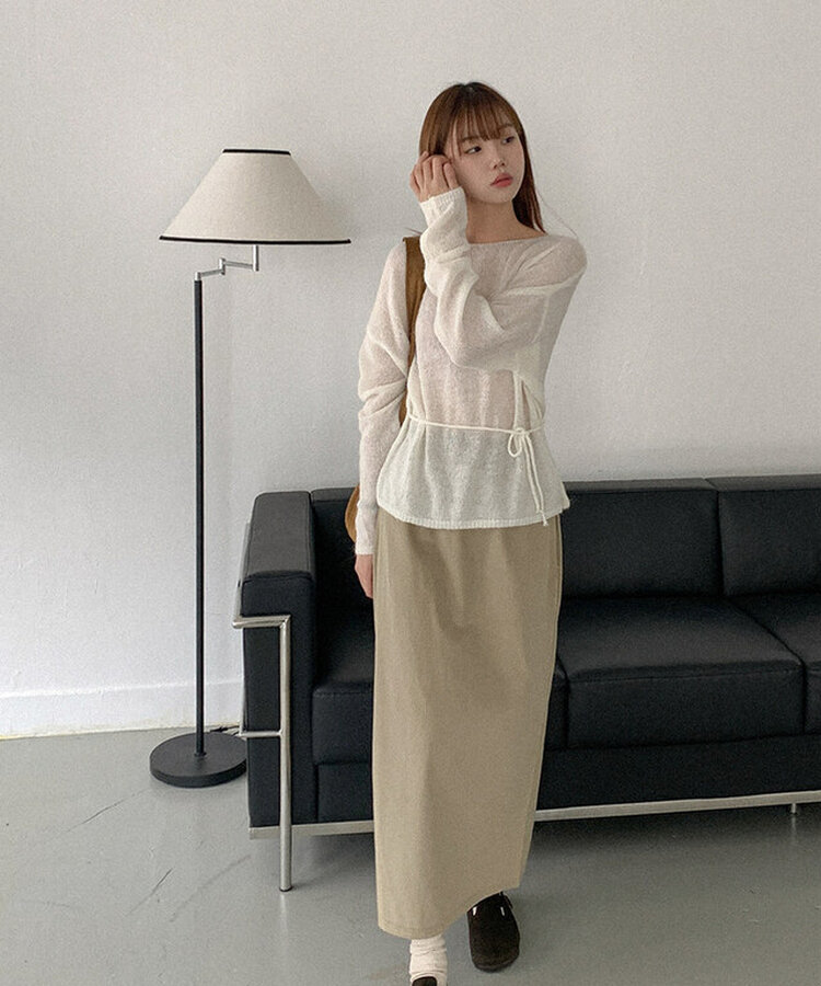 ミディ/ロングスカート コットンロングスカート BEIGE