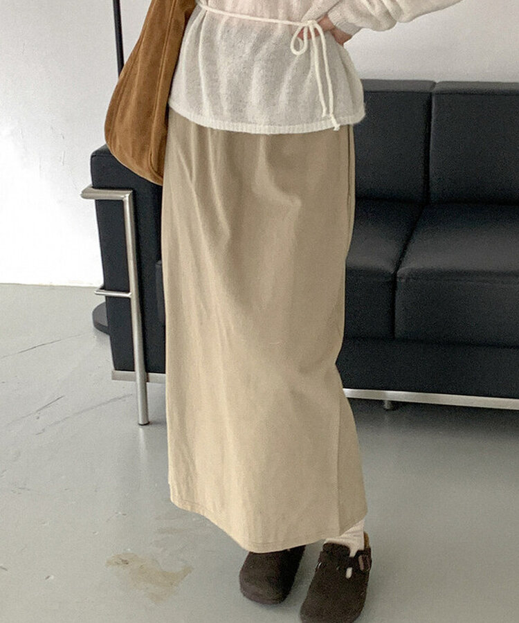 ミディ/ロングスカート コットンロングスカート BEIGE