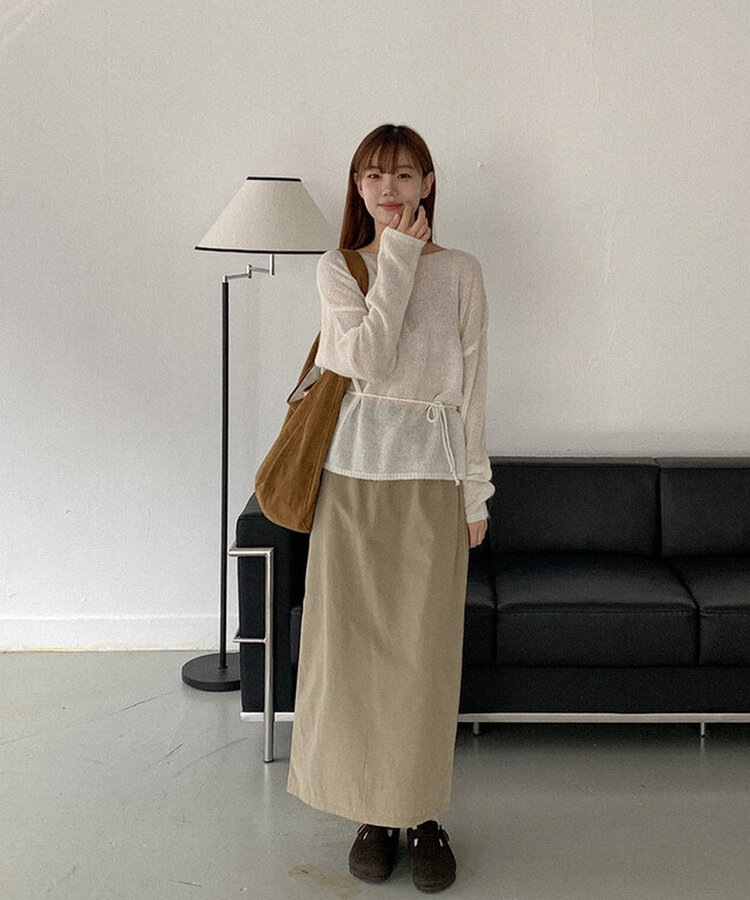 コットンロングスカート BEIGE