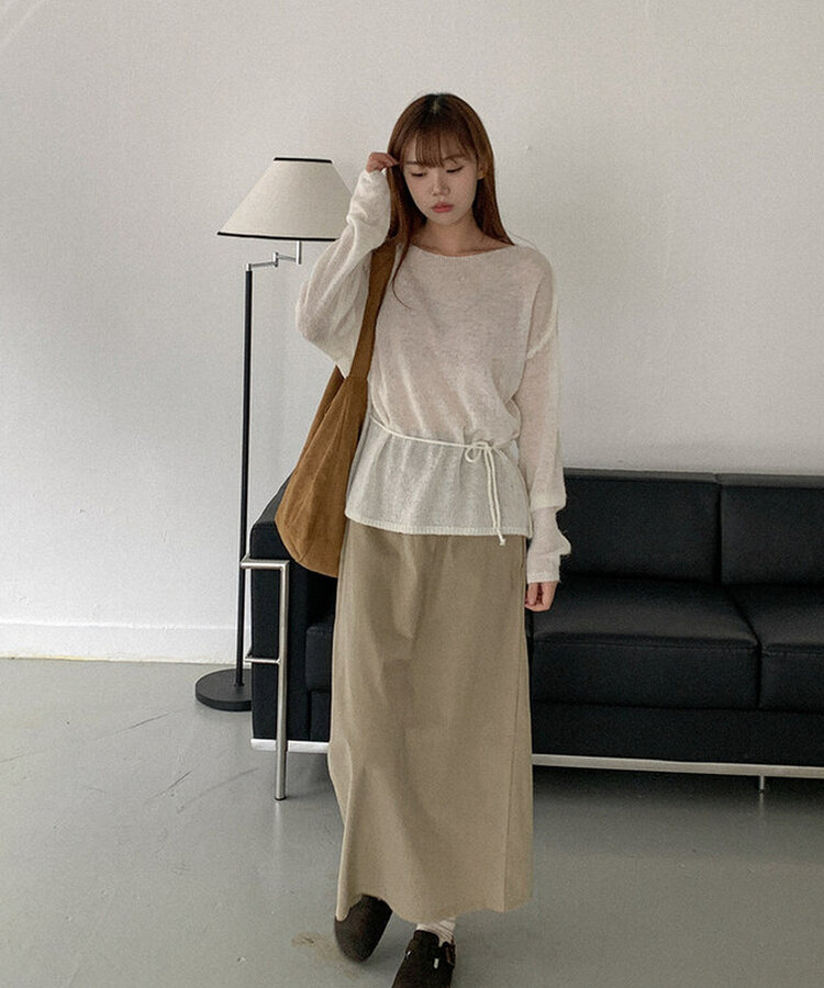 コットンロングスカート BEIGE