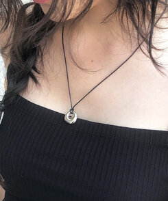 レザーシルバーペンダントネックレス｜ネックレス｜韓国ファッション