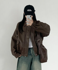 オーバーサイズレザージャケット CHESTNUT BROWN