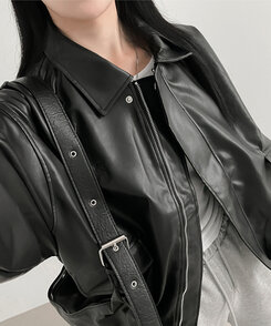 オーバーサイズレザージャケット BLACK