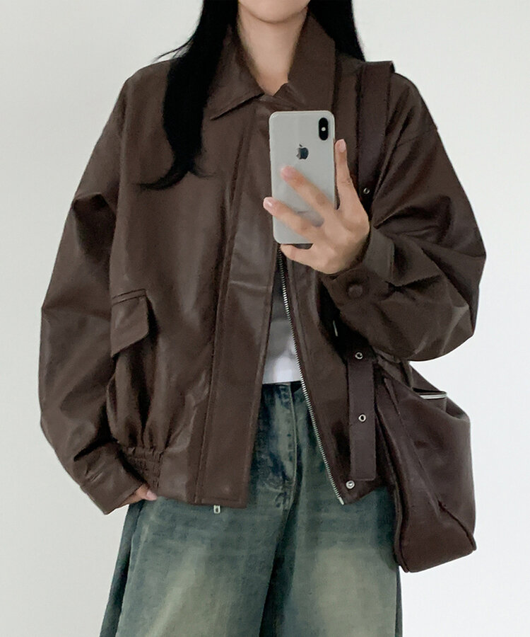 オーバーサイズレザージャケット CHESTNUT BROWN