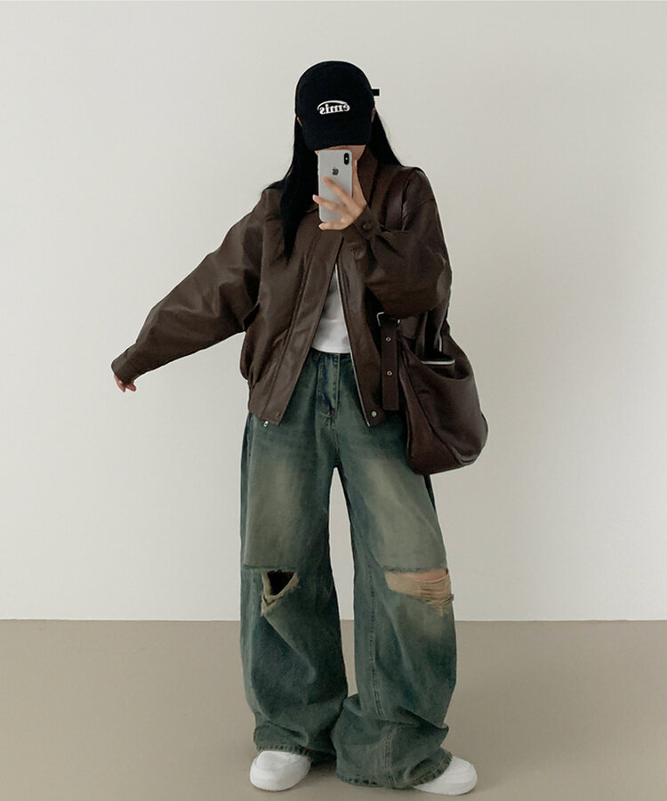 オーバーサイズレザージャケット CHESTNUT BROWN