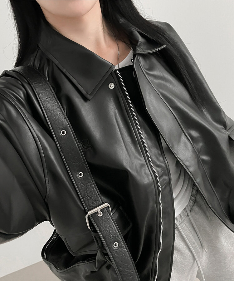 オーバーサイズレザージャケット BLACK