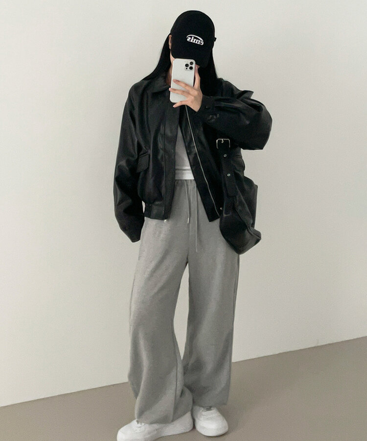 オーバーサイズレザージャケット BLACK