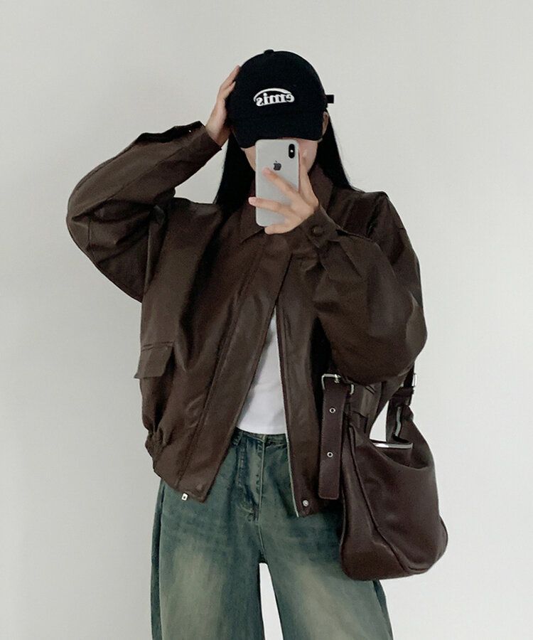 オーバーサイズレザージャケット CHESTNUT BROWN