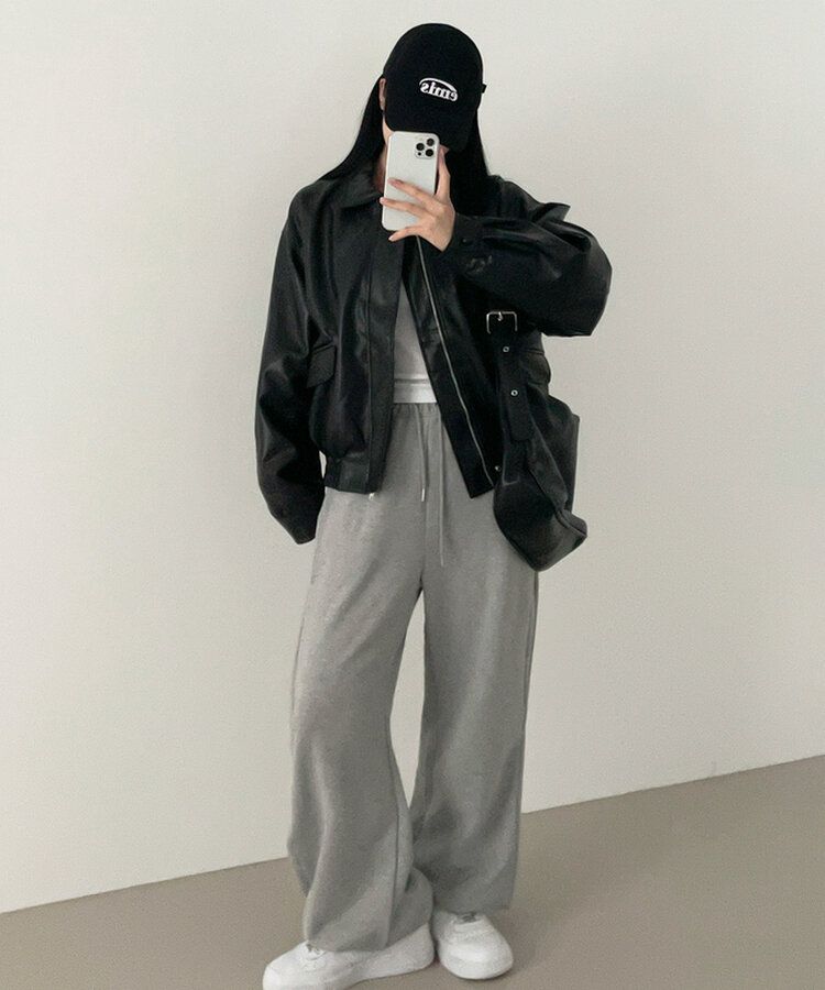 オーバーサイズレザージャケット BLACK