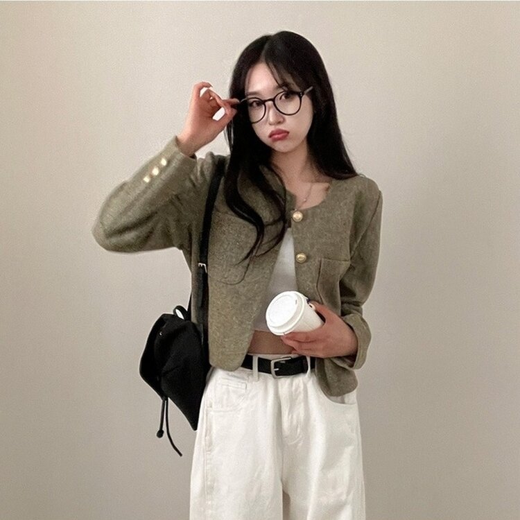self-portrait ツイード ジャケット イエロー イエローツイードノーカラージャケット/S.M.L/2023SS | trendgossip