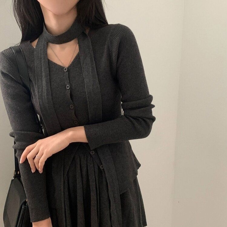 ホワイトプリーツカーディガンセット パールNTカーデ×キャミSET|ems excite | RETRO GIRL ONLINE