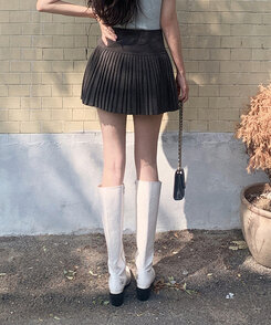 ミニスカート プリーツミニスカート BLACK