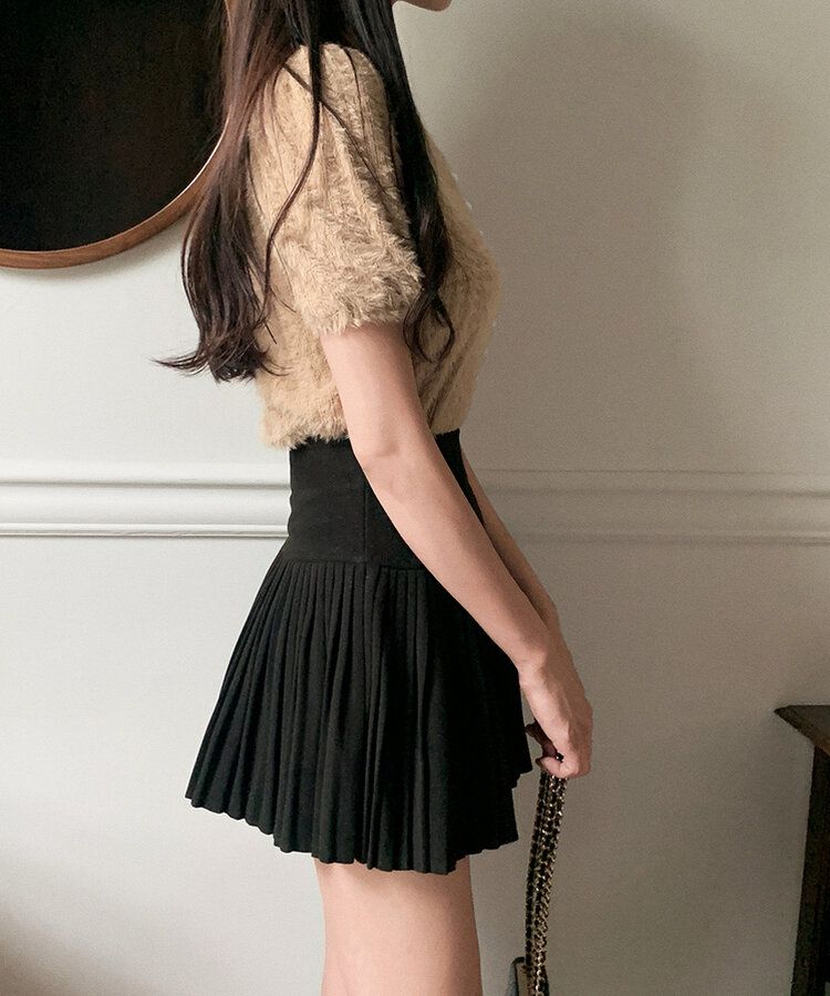 プリーツミニスカート BLACK