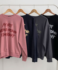 レタリングプリントオーバーフィット長袖トレーナー