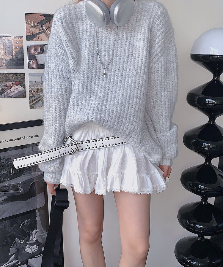 ファッション雑貨 ユニークポイントレザーベルト WHITE