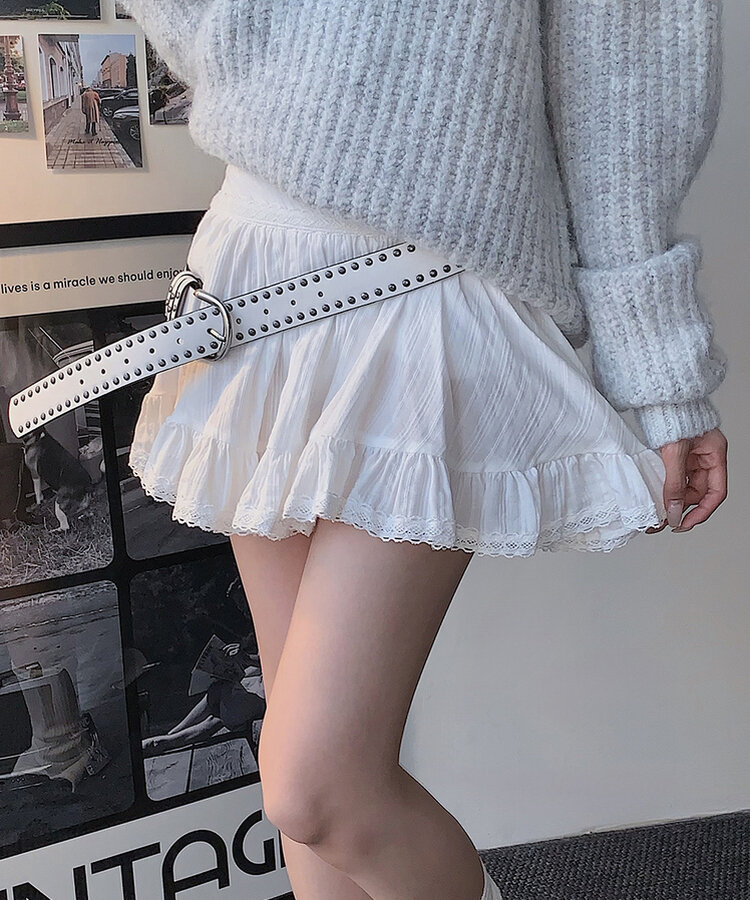ユニークポイントレザーベルト WHITE