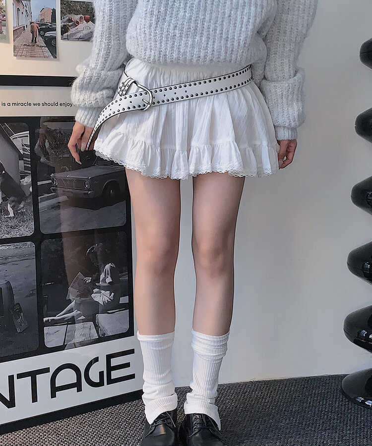 ファッション雑貨 ユニークポイントレザーベルト WHITE