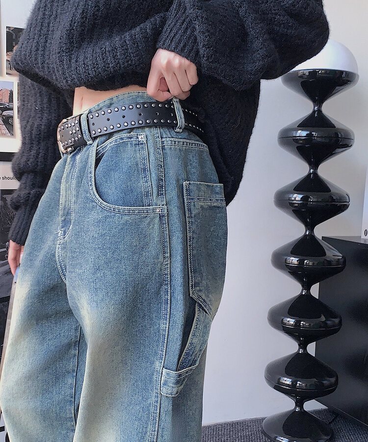 ユニークポイントレザーベルト BLACK