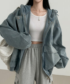 オーバーフィットデニムジャンパー BLUE