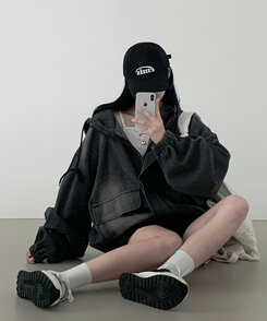 オーバーフィットデニムジャンパー CHARCOAL