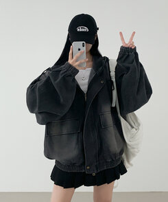 オーバーフィットデニムジャンパー CHARCOAL