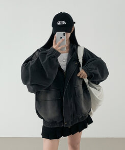 オーバーフィットデニムジャンパー CHARCOAL