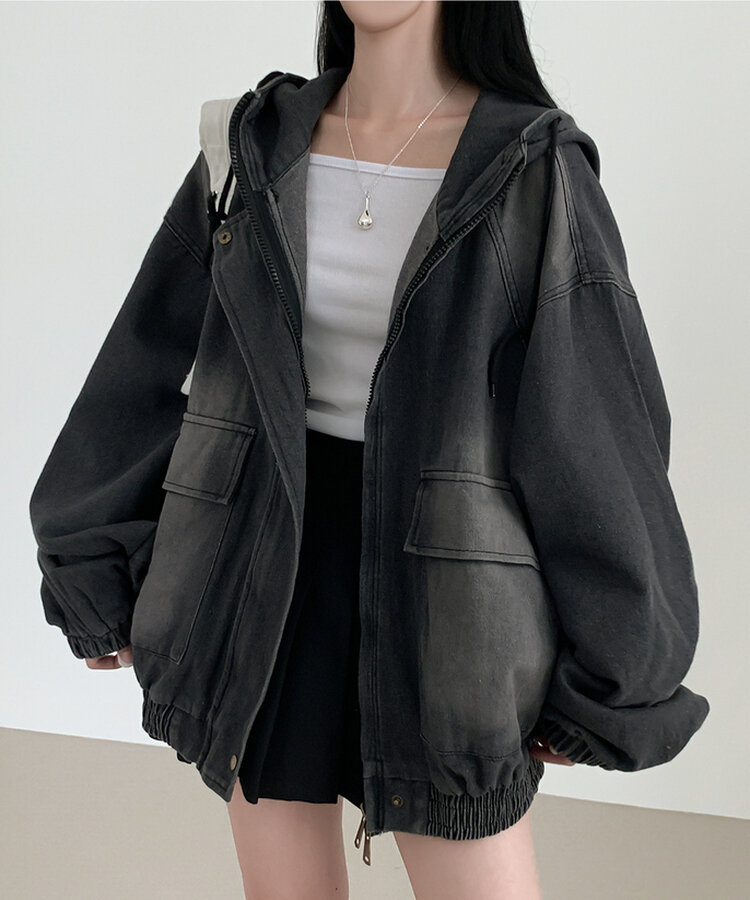 オーバーフィットデニムジャンパー CHARCOAL