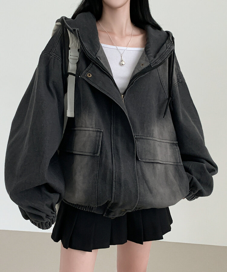 オーバーフィットデニムジャンパー CHARCOAL