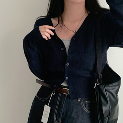 カシウールVネックニットカーディガン(7color) NAVY