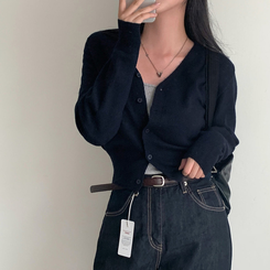 カシウールVネックニットカーディガン(7color) NAVY