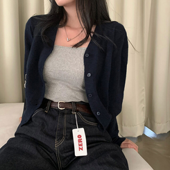 カシウールVネックニットカーディガン(7color) NAVY