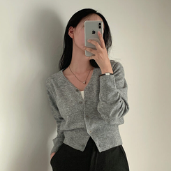 カシウールVネックニットカーディガン(7color) GREY