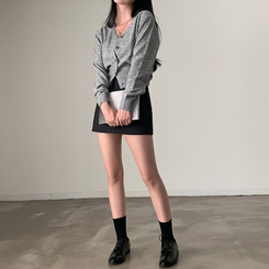 カシウールVネックニットカーディガン(7color) GREY