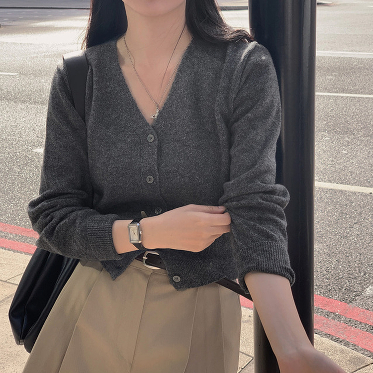 カシウールVネックニットカーディガン(7color) CHARCOAL