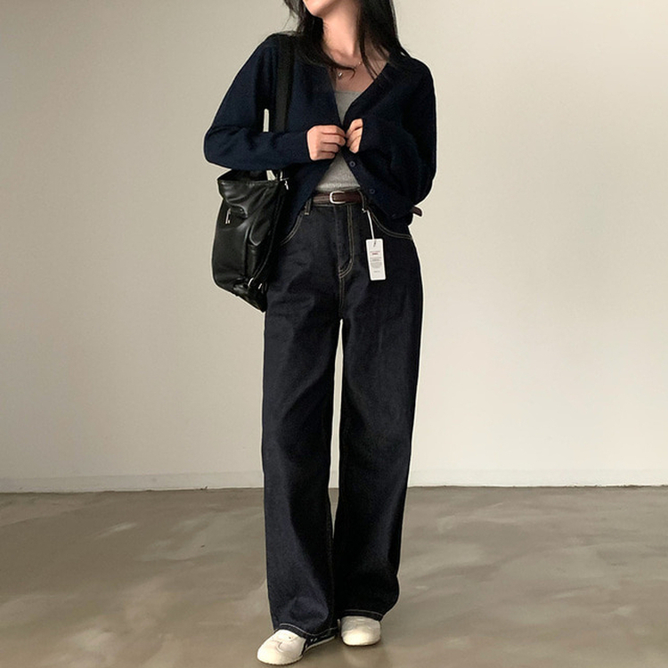 カシウールVネックニットカーディガン(7color) NAVY