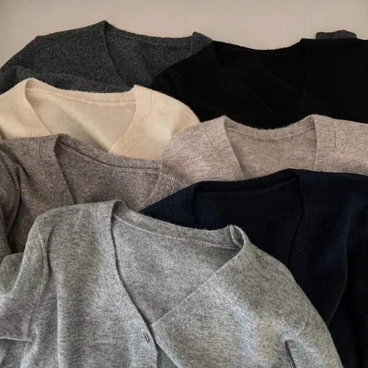 カシウールVネックニットカーディガン(7color)