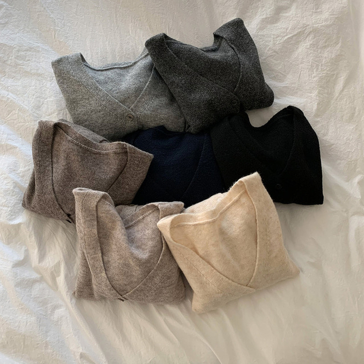 カシウールVネックニットカーディガン(7color)