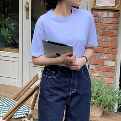 ベーシックオーバーフィット半袖Tシャツ(20color) MELANGE WHITE