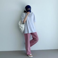 ベーシックオーバーフィット半袖Tシャツ(20color) MELANGE WHITE