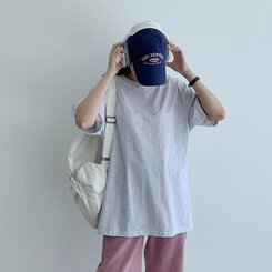 ベーシックオーバーフィット半袖Tシャツ(20color) MELANGE WHITE