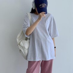 ベーシックオーバーフィット半袖Tシャツ(20color) MELANGE WHITE