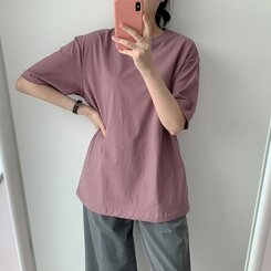ベーシックオーバーフィット半袖Tシャツ(20color) MOCKA PINK
